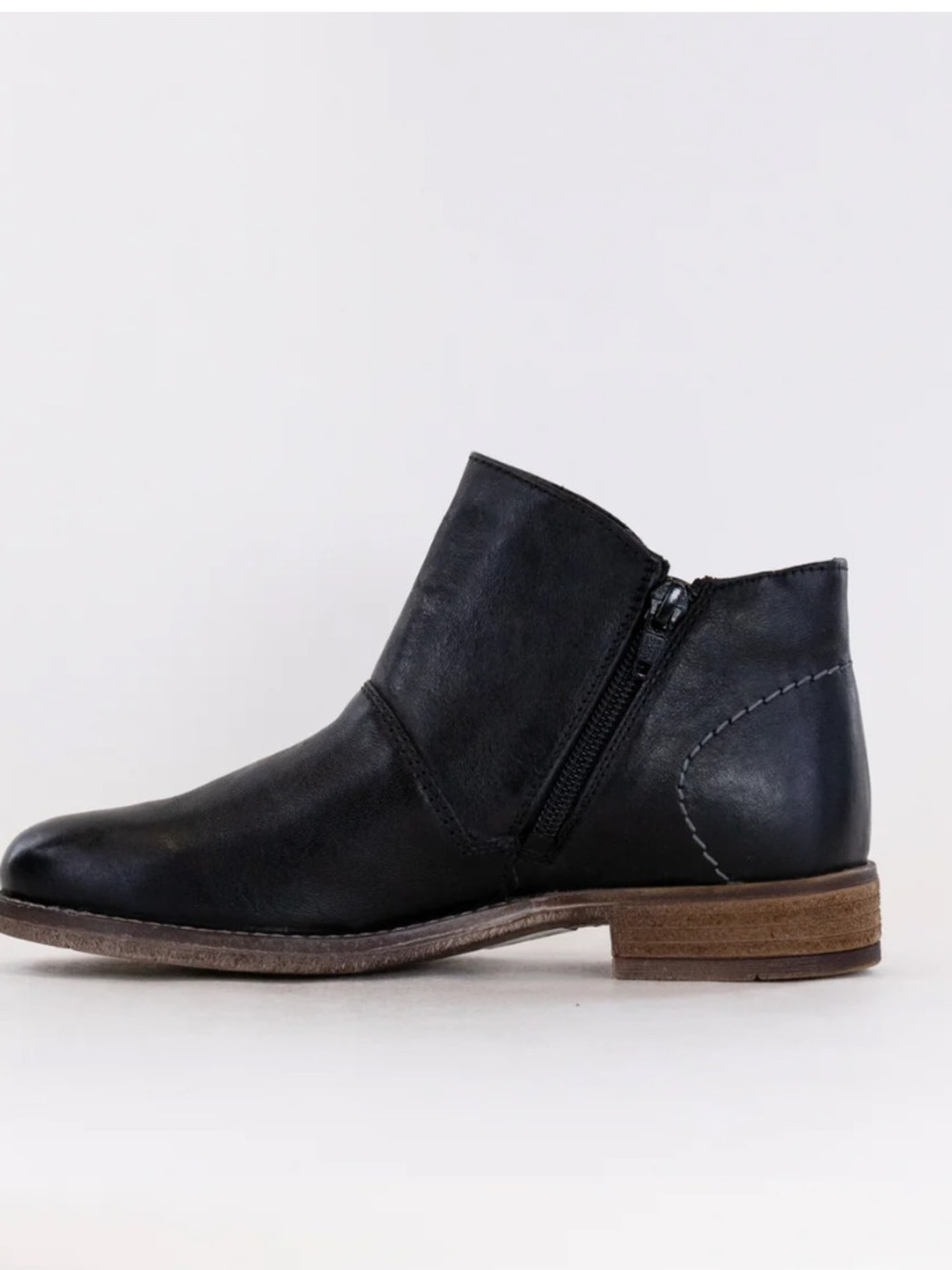 Josef Seibel Black Leather Side-Zip Ankle Booties